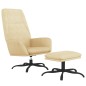 vidaXL Relaxsessel mit Hocker Cremeweiß Samt vidaXL Relaxsessel mit Hocker Cremeweiß Samt