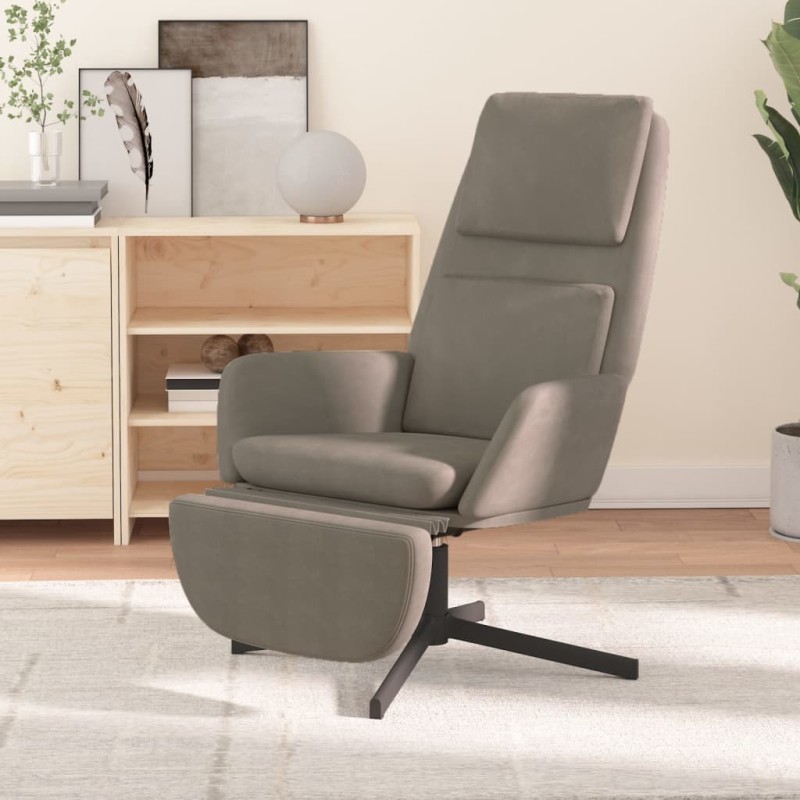 vidaXL Relaxsessel mit Fußstütze Hellgrau Samt vidaXL Relaxsessel mit Fußstütze Hellgrau Samt