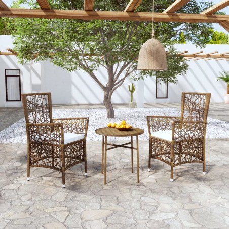 vidaXL 3-tlg. Garten-Essgruppe Poly Rattan Braun