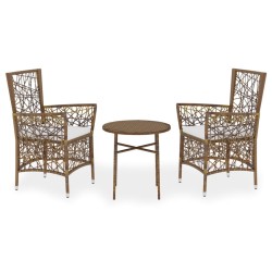 vidaXL 3-tlg. Garten-Essgruppe Poly Rattan Braun