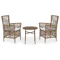 vidaXL 3-tlg. Garten-Essgruppe Poly Rattan Braun vidaXL 3-tlg. Garten-Essgruppe Poly Rattan Braun