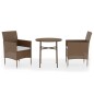vidaXL 3-tlg. Garten-Essgruppe Poly Rattan Braun vidaXL 3-tlg. Garten-Essgruppe Poly Rattan Braun