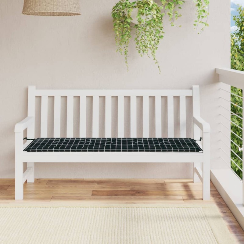 vidaXL Gartenbank-Auflage Schwarz Karomuster 150x50x3 cm Oxford-Gewebe vidaXL Gartenbank-Auflage Schwarz Karomuster 150x50x3 cm Oxford-Gewebe