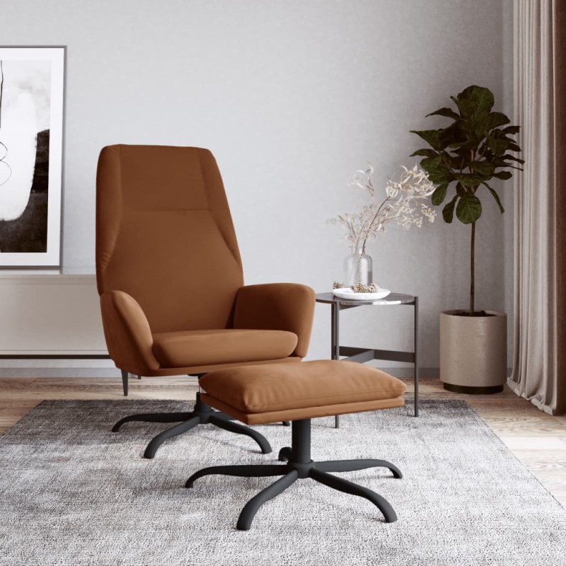 vidaXL Relaxsessel mit Hocker Braun Mikrofasergewebe vidaXL Relaxsessel mit Hocker Braun Mikrofasergewebe