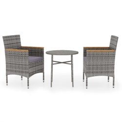 vidaXL 3-tlg. Garten-Essgruppe Poly Rattan Grau