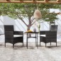 vidaXL 3-tlg. Garten-Essgruppe Poly Rattan Schwarz vidaXL 3-tlg. Garten-Essgruppe Poly Rattan Schwarz
