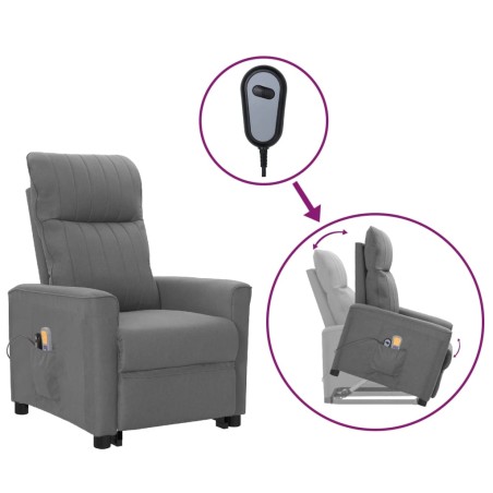 vidaXL Massagesessel mit Aufstehhilfe Hellgrau Stoff