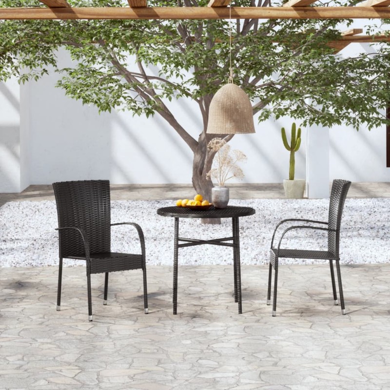 vidaXL 3-tlg. Garten-Essgruppe Poly Rattan Schwarz vidaXL 3-tlg. Garten-Essgruppe Poly Rattan Schwarz