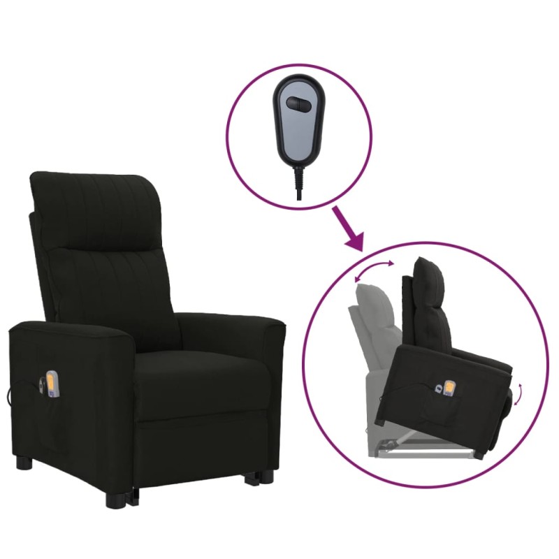 vidaXL Massagesessel mit Aufstehhilfe Schwarz Stoff vidaXL Massagesessel mit Aufstehhilfe Schwarz Stoff