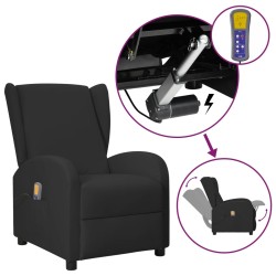 vidaXL Ohrensessel mit Massagefunktion Aufstehhilfe Schwarz Kunstleder