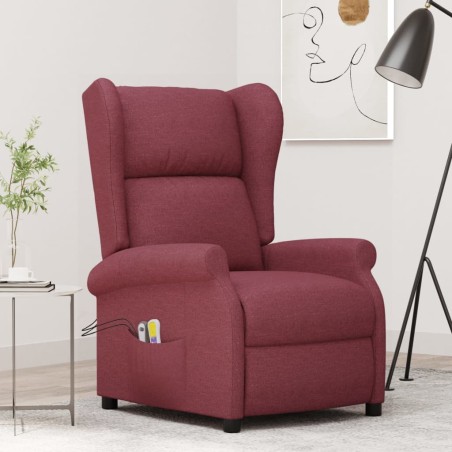 vidaXL Ohrensessel mit Massagefunktion Elektrisch Weinrot Stoff