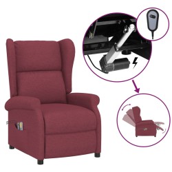 vidaXL Ohrensessel mit Massagefunktion Elektrisch Weinrot Stoff