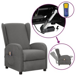 vidaXL Massagesessel mit Aufstehhilfe Hellgrau Stoff