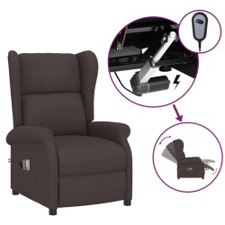 vidaXL Ohrensessel mit Massagefunktion Elektrisch Dunkelbraun Stoff
