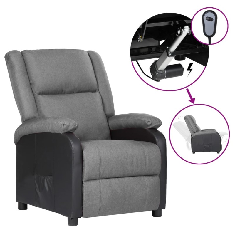 vidaXL Relaxsessel Elektrisch Hellgrau Kunstleder und Stoff vidaXL Relaxsessel Elektrisch Hellgrau Kunstleder und Stoff