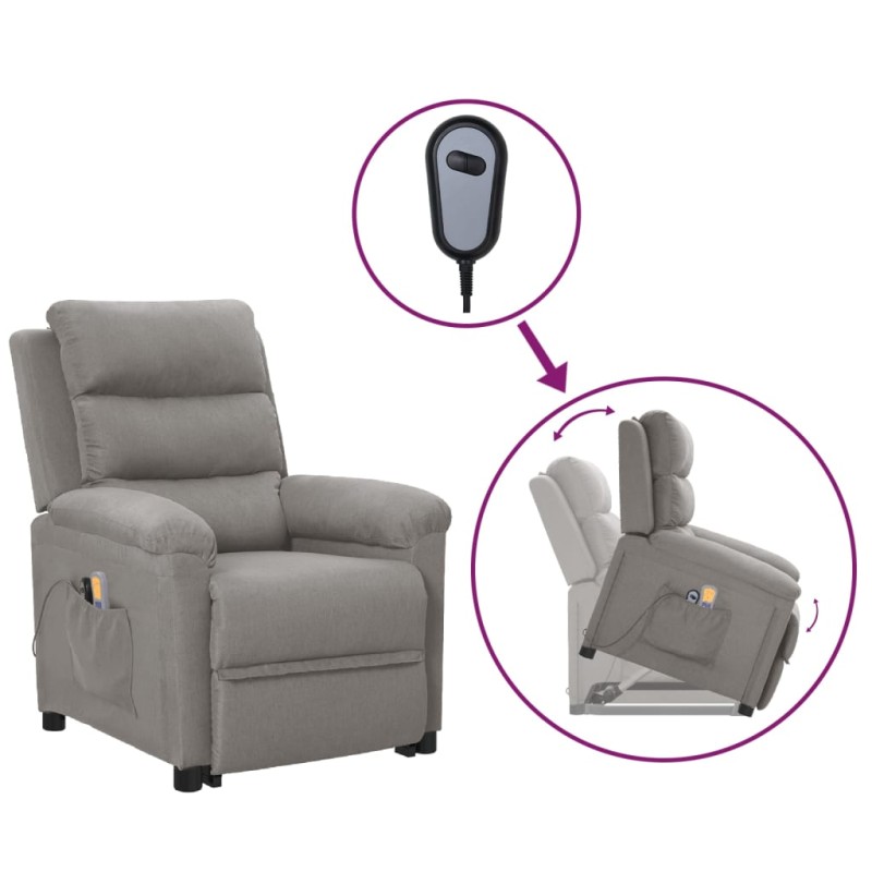 vidaXL Massagesessel mit Aufstehhilfe Hellgrau Stoff vidaXL Massagesessel mit Aufstehhilfe Hellgrau Stoff