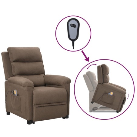 vidaXL Massagesessel mit Aufstehhilfe Taupe Stoff