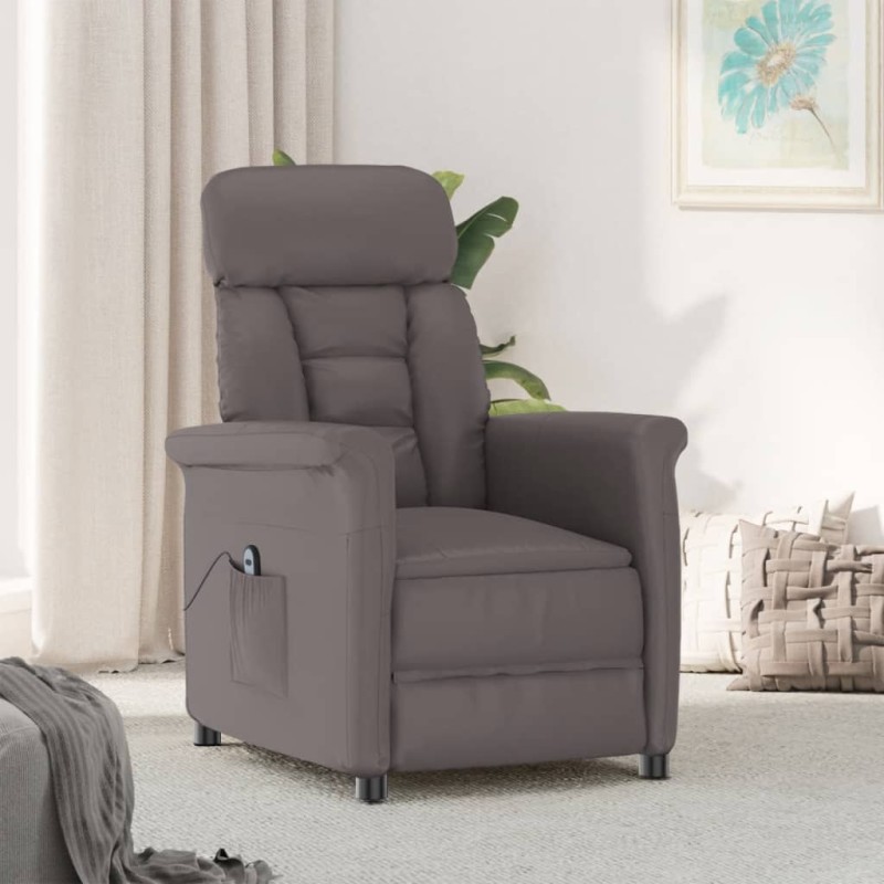 vidaXL Relaxsessel Elektrisch Grau Kunstleder vidaXL Relaxsessel Elektrisch Grau Kunstleder