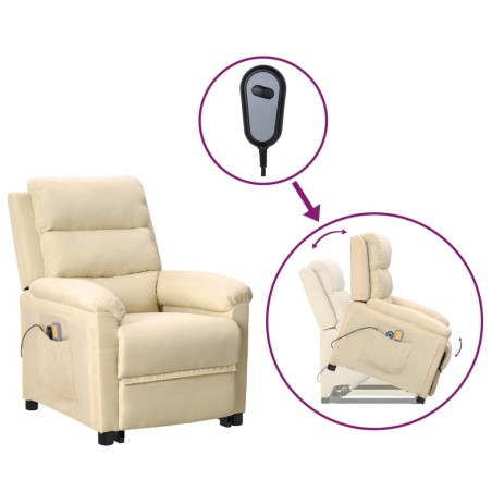 vidaXL Massagesessel mit Aufstehhilfe Creme Stoff