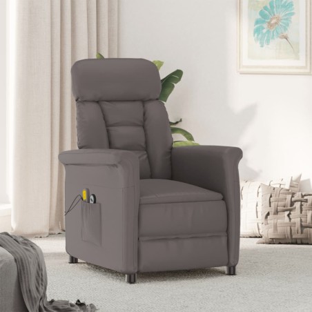 vidaXL Massagesessel Elektrisch Grau Kunstleder