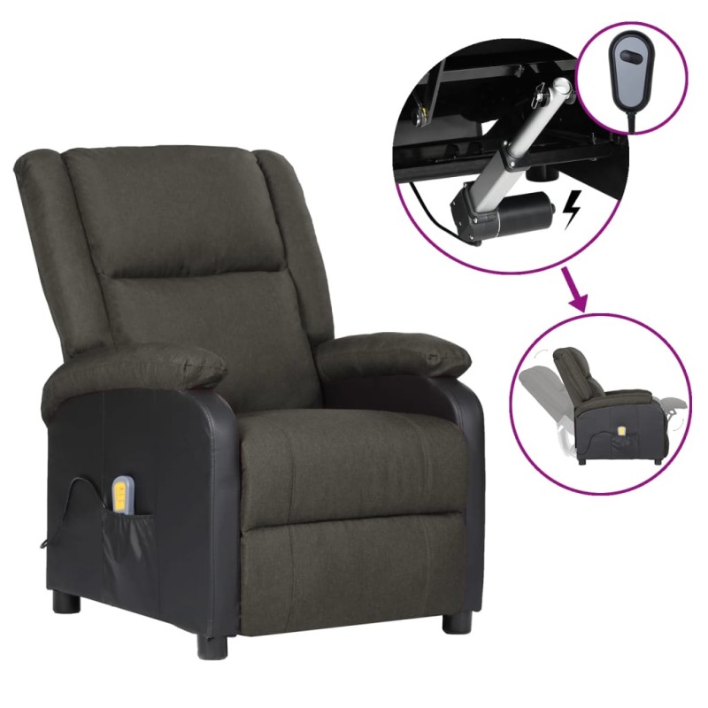 vidaXL Massagesessel Elektrisch Dunkelgrau Kunstleder & Stoff vidaXL Massagesessel Elektrisch Dunkelgrau Kunstleder & Stoff
