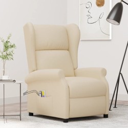 vidaXL Ohrensessel mit Massagefunktion Elektrisch Creme Stoff