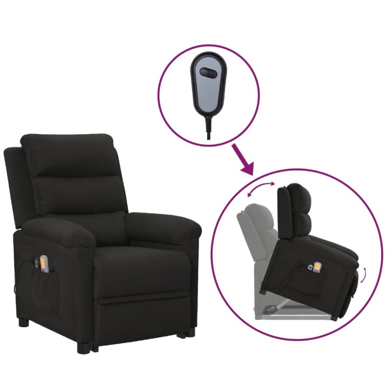 vidaXL Massagesessel mit Aufstehhilfe Schwarz Stoff vidaXL Massagesessel mit Aufstehhilfe Schwarz Stoff
