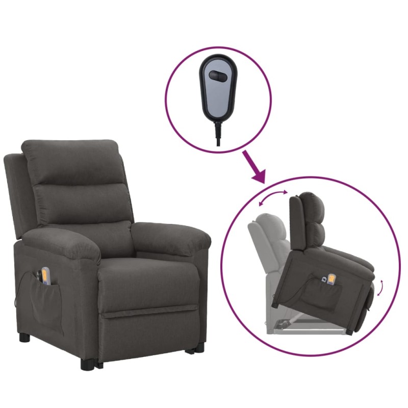 vidaXL Massagesessel mit Aufstehhilfe Dunkelgrau Stoff vidaXL Massagesessel mit Aufstehhilfe Dunkelgrau Stoff