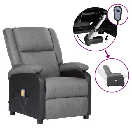vidaXL Massagesessel Elektrisch Hellgrau Kunstleder & Stoff