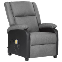 vidaXL Massagesessel Elektrisch Hellgrau Kunstleder & Stoff