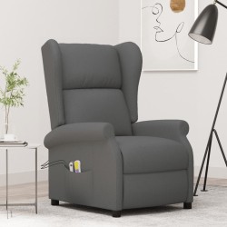 vidaXL Ohrensessel mit Massagefunktion Elektrisch Dunkelgrau Stoff