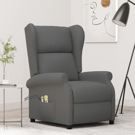 vidaXL Ohrensessel mit Massagefunktion Elektrisch Dunkelgrau Stoff
