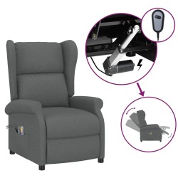 vidaXL Ohrensessel mit Massagefunktion Elektrisch Dunkelgrau Stoff
