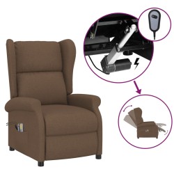 vidaXL Ohrensessel mit Massagefunktion Elektrisch Braun Stoff