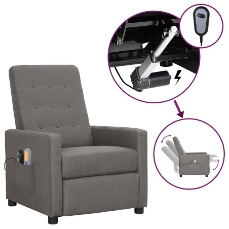 vidaXL Massagesessel Elektrisch Hellgrau Stoff