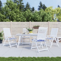 vidaXL Gartenstuhl-Kissen 4 Stk. Blau & Weiß Gestreift 50x50x3cm Stoff