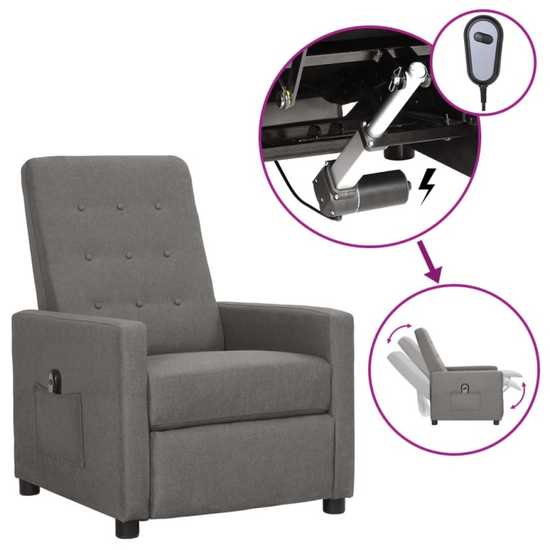 vidaXL Relaxsessel Elektrisch Hellgrau Stoff vidaXL Relaxsessel Elektrisch Hellgrau Stoff