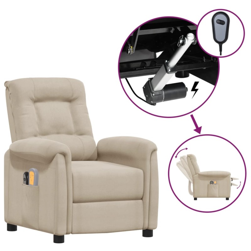 vidaXL Massagesessel Elektrisch Creme Mikrofasergewebe vidaXL Massagesessel Elektrisch Creme Mikrofasergewebe