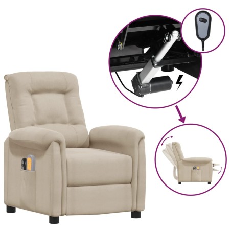 vidaXL Massagesessel Elektrisch Creme Mikrofasergewebe