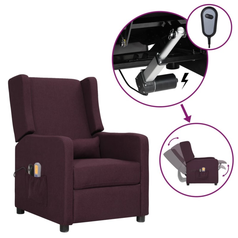 vidaXL Massagesessel Elektrisch Lila Stoff vidaXL Massagesessel Elektrisch Lila Stoff