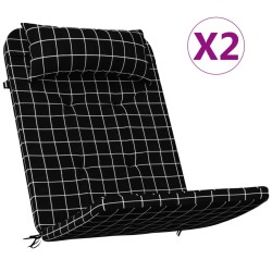 Adirondack-Auflagen 2 Stk. Schwarz Karomuster Oxford-Gewebe