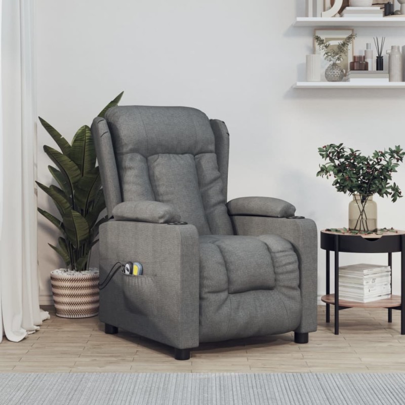 vidaXL Massagesessel Elektrisch Dunkelgrau Stoff vidaXL Massagesessel Elektrisch Dunkelgrau Stoff