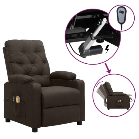 vidaXL Massagesessel Elektrisch Dunkelbraun Stoff