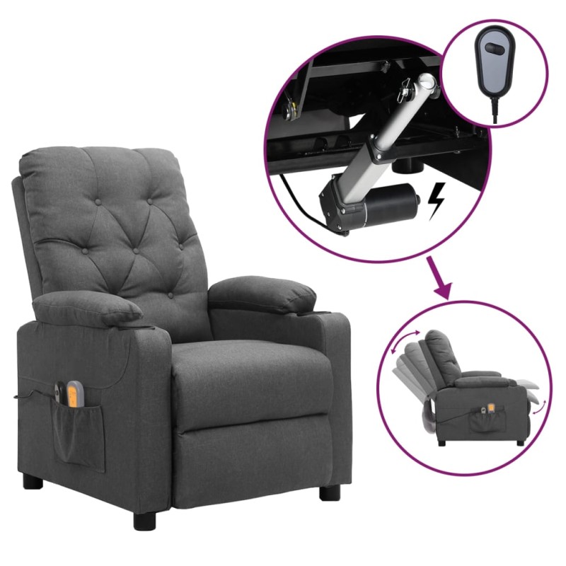 vidaXL Massagesessel Elektrisch Hellgrau Stoff vidaXL Massagesessel Elektrisch Hellgrau Stoff