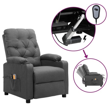 vidaXL Massagesessel Elektrisch Hellgrau Stoff