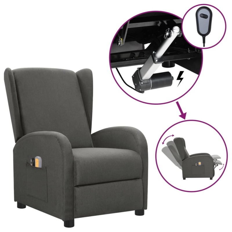 vidaXL Massagesessel Elektrisch Dunkelgrau Stoff vidaXL Massagesessel Elektrisch Dunkelgrau Stoff