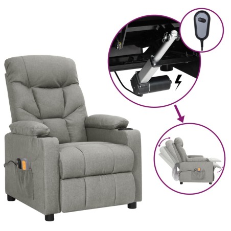 vidaXL Massagesessel Elektrisch Hellgrau Stoff