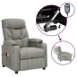 vidaXL Massagesessel Elektrisch Hellgrau Stoff vidaXL Massagesessel Elektrisch Hellgrau Stoff