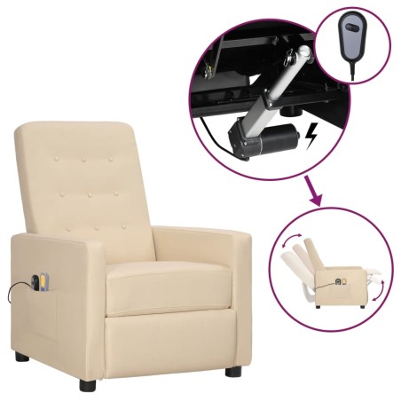 vidaXL Massagesessel Elektrisch Creme Stoff