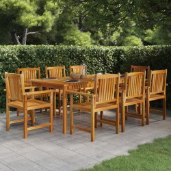 vidaXL 9-tlg. Garten-Essgruppe Massivholz Akazie